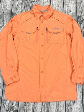Cabela's Guidewear Men's UPF 50 Fishing Shirt Orange Medium